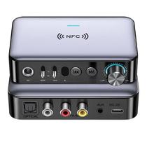 Transmissor e Receptor Bluetooth 5.3 com NFC Entradas Óptica RCA P2 Função Microfone USB