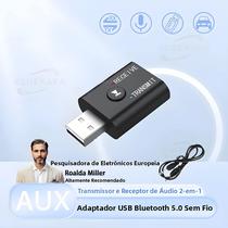 Transmissor E Receptor De Áudio Bluetooth 5.0 Dongle Estéreo Sem Fio 35mm AUX RCA USB Para TV Carro