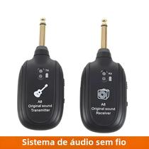 Transmissor e Receptor para Guitarra, Sistema sem fio, Recarregável, Embutido, A8