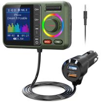 Transmissor FM Bluetooth Nulaxy KM28 com Tela Colorida Verde Transmissor FM Bluetooth Nulaxy KM28 com Tela Colorida Verde