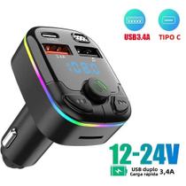 Transmissor FM Bluetooth Sem Fio Para Carro Com MP3 Player, Carregamento Rápido 31A, Entrada Para