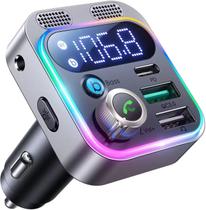 Transmissor FM e carregador de carro Bluetooth 5.0 81W com display LED Transmissor FM e carregador de carro Bluetooth 5.0 81W com display LED