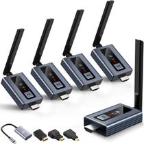Transmissor HDMI sem fio Lielyhod com 4 receptores, alcance de 50 m, 1080P Transmissor HDMI sem fio Lielyhod com 4 receptores, alcance de 50 m, 1080P
