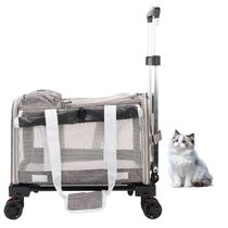 Transportadora para Pets Elfpeth Dobrável com Rodas 48x32x30cm Cinza