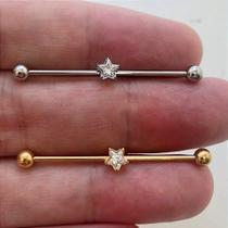 Transversal aço estrela com zircônias navetes e bolinhas rosqueáveis