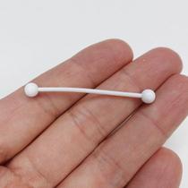 TRANSVERSAL BIOFLEX BRANCO - Piercing de Plástico Bioflex com Bolinhas Rosqueáveis