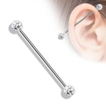 TRANSVERSAL EM AÇO BOLINHA EPÓXI COM CRISTAIS - 1,6mm