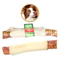 Traquele Traqueia Bovina enrolada com Pele Bovina Mordedor Natural para Cachorro Luv Petiscos