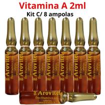 Tratamento Capilar Vitamina A Arovitel 2ml Kit C/ 8 Ampolas