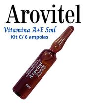 Tratamento Capilar Vitamina A+E Arovitel 5ml Kit C/6 Ampolas