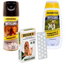 Tratamento de Sarna - Kit 1 Biodex 20 Comp ,1 Spray Matacura 100 Ml e 1 Shampoo Matacura 200 Ml - BIOFARM