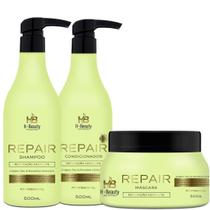 Tratamento reconstrução -hbeauty repair shampoo, condicionador, máscara - reparação absoluta