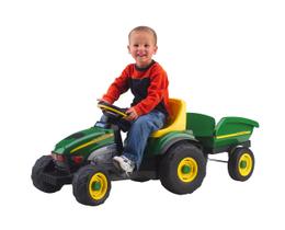 Trator a pedais Peg Perego John Deere Farm com trailer verde