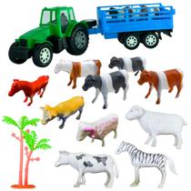 Trator Carroceria De Brinquedo +animais Fazenda Boi Infantil Trator Carroceria De Brinquedo +animais Fazenda Boi Infantil