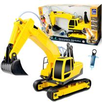 Trator com Alavancas Máquina Retro Escavadeira Realista Movimenta Pá com Esteiras