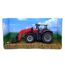 Trator Com Pá Na Frente 10 Cm Burago Farm Massey Ferguson 8740S Com Pá Frontal Bburago 31633