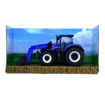 Trator Com Pá Na Frente 10 Cm Burago Farm New Holland T7.315 Com Pá Frontal Bburago 31632