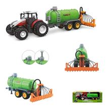 Trator Controle Remoto Com Distribuidor De Fertilizante 1:24 Recarregável Luzes Solta Água CKS Toys
