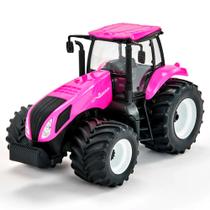 Trator de Agricultura Brinquedo Rosa New Holland T8 Realista Carrinho Meninas