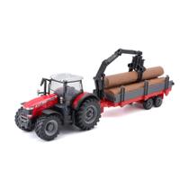 Trator de brinquedo Bburago Massey FERGUSSON 8740S com reboque de madeira de 10 cm Trator de brinquedo Bburago Massey FERGUSSON 8740S com reboque de madeira de 10 cm