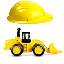 Trator de Brinquedo Carrinho Realista e Capacete Construtor Trator de Brinquedo Carrinho Realista e Capacete Construtor