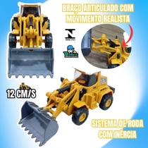 Trator de Brinquedo com Pá Frontal Articulada Veículo de Construção Infantil 12cm