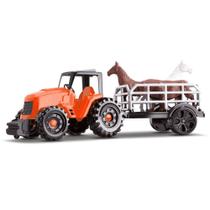 Trator de Brinquedo com Reboque Boiadeiro Bois e Cavalos - Orange Toys