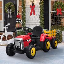 Trator de brinquedo SEHOMY Red Power Wheels com bateria de reboque de 12V