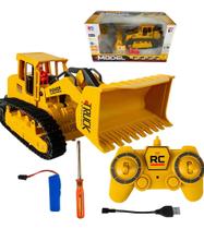 Trator De Controle Remoto Recarregável Pá Escavadeira Esteira Brinquedo Grande Dia das crianças