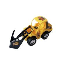 Trator de fricção de plástico amarelo 10cm x 23cm Trator de fricção de plástico amarelo 10cm x 23cm