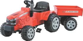 Trator de Pedal Infantil Para Passeio Massey Ferguson Biemme Vermelho Com Caçamba