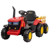Trator Elétrico Bateria 12v Com Carretinha Controle Remoto Luz E Som