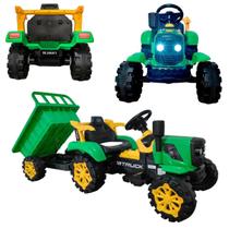 Trator Elétrico Infantil 12v Com Caçamba Verde Bang Toys