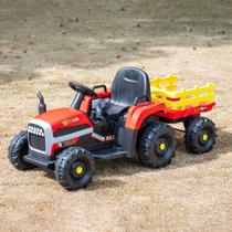 Trator Elétrico Infantil RJV 24V 400W com Reboque de 6 Rodas Vermelho Trator Elétrico Infantil RJV 24V 400W com Reboque de 6 Rodas Vermelho