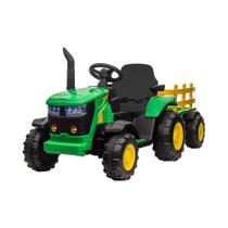 Trator Elétrico Infantil Verde e Amarelo 12V c/ Controle Remoto Zippy Toys - 9989 Trator Elétrico Infantil Verde e Amarelo 12V c/ Controle Remoto Zippy Toys - 9989