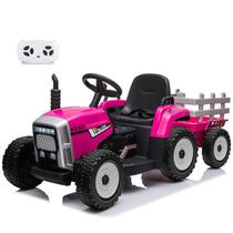 Trator elétrico Nasitip 12V Kids com reboque 3-6 anos rosa