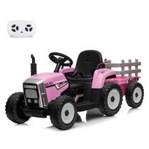 Trator elétrico Nasitip 12V Kids com reboque 3-6 anos rosa