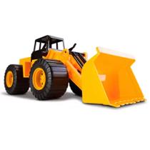 Trator Escavadeira 37cm Grande Brinquedo Funcional Amarelo Brincadeira