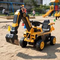 Trator Escavadeira Puxar Terra Infantil 6 volts com Música e Luz de Led