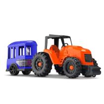 Trator Farm de Brinquedo + Trailer Horse - Orange Toys
