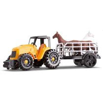 Trator Farm Work Boiadeiro Sortido Transporte Orange Toys