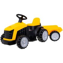 Trator Infantil Elétrico Amarelo 6V com Reboque para Crianças de 3 Anos até 30kg - Mini Carro Kids