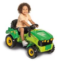 Trator Infantil Tracamp Verde Passeio E Pedal 2 em 1 Com Hast apoio de pés Suporta até 30Kg Calesita