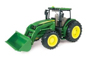 Trator John Deere TOMY Big Deere 1:16 6210R com Pá Carregadeira