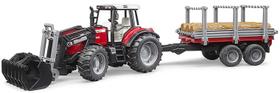 Trator Massey Ferguson + reboque de madeira Bruder 1/16 Trator Massey Ferguson + reboque de madeira Bruder 1/16