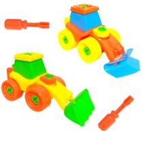 Trator Monta Desmonta com Chave Brinquedo Infantil - Kit c/2 Trator Monta Desmonta com Chave Brinquedo Infantil - Kit c/2