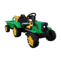 Trator Motorizado Criança 12v Verde Acelerador Farol Led Ré