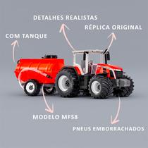 Trator Réplica Massey Ferguson Graneleiro Brinquedo Agrícola Colecionável Carreta Removivel E Caixas
