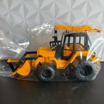 Trator retroescavadeira de plástico de brinquedo grande com roda livre amarelo presente