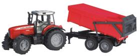 Trator Toy Massey Ferguson 7480 com reboque basculante para crianças